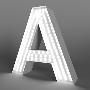 объемная буквы с открытыми светодиодами
